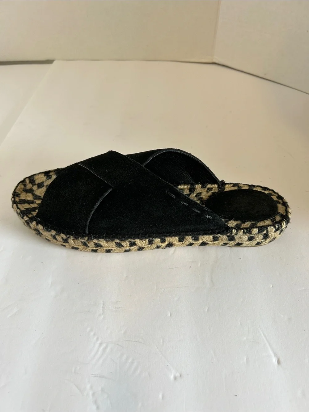 Free People Black Suede Crisscross Espadrille Slides
